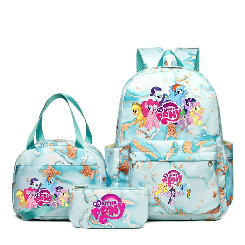 sac à dos my little pony, ensemble de 3 pièces, sac d'école pour étudiants, trousse à crayons, sac à dos de voyage pour adolescents, sac à dos décontracté pour ordinateur portable, mochilas