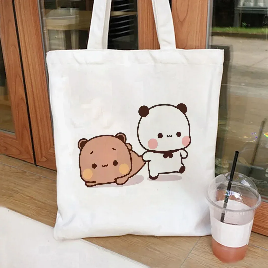 sac fourre-tout pliable en toile bubu dudu anime, sac de shopping esthétique réutilisable pour femme