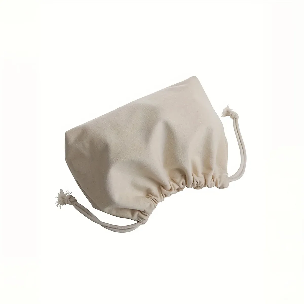 sac de rangement beige en polyester à double cordon de serrage, accessoire décontracté et organisateur de cosmétiques avec fermeture sécurisée pour l'organisation de la maison