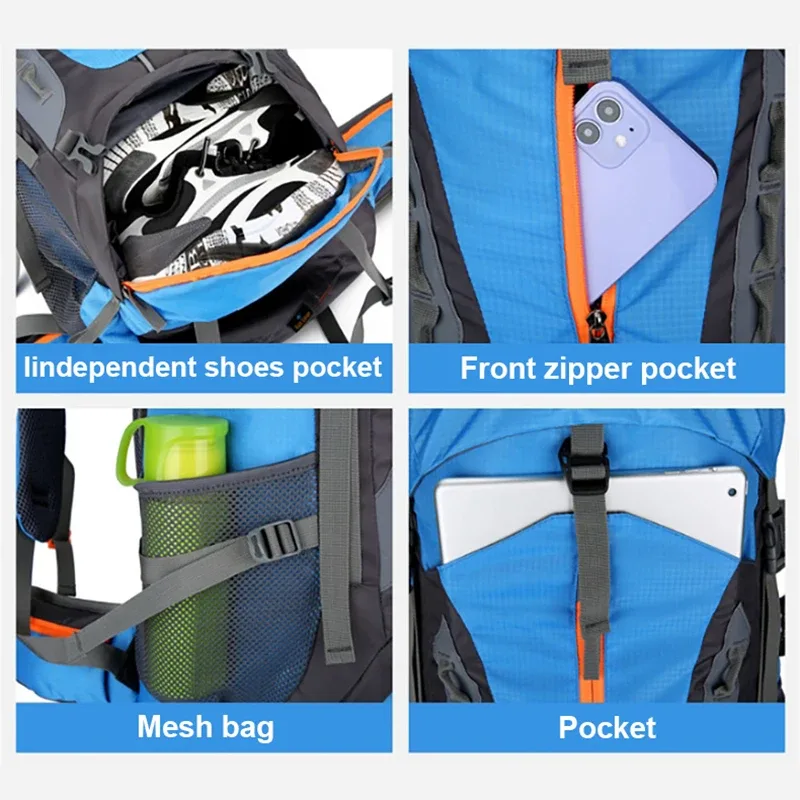 sac à dos de camping 70l pour hommes, sac de voyage, d'escalade, grand sac de rangement de randonnée, sacs à bandoulière de sport d'alpinisme en plein air