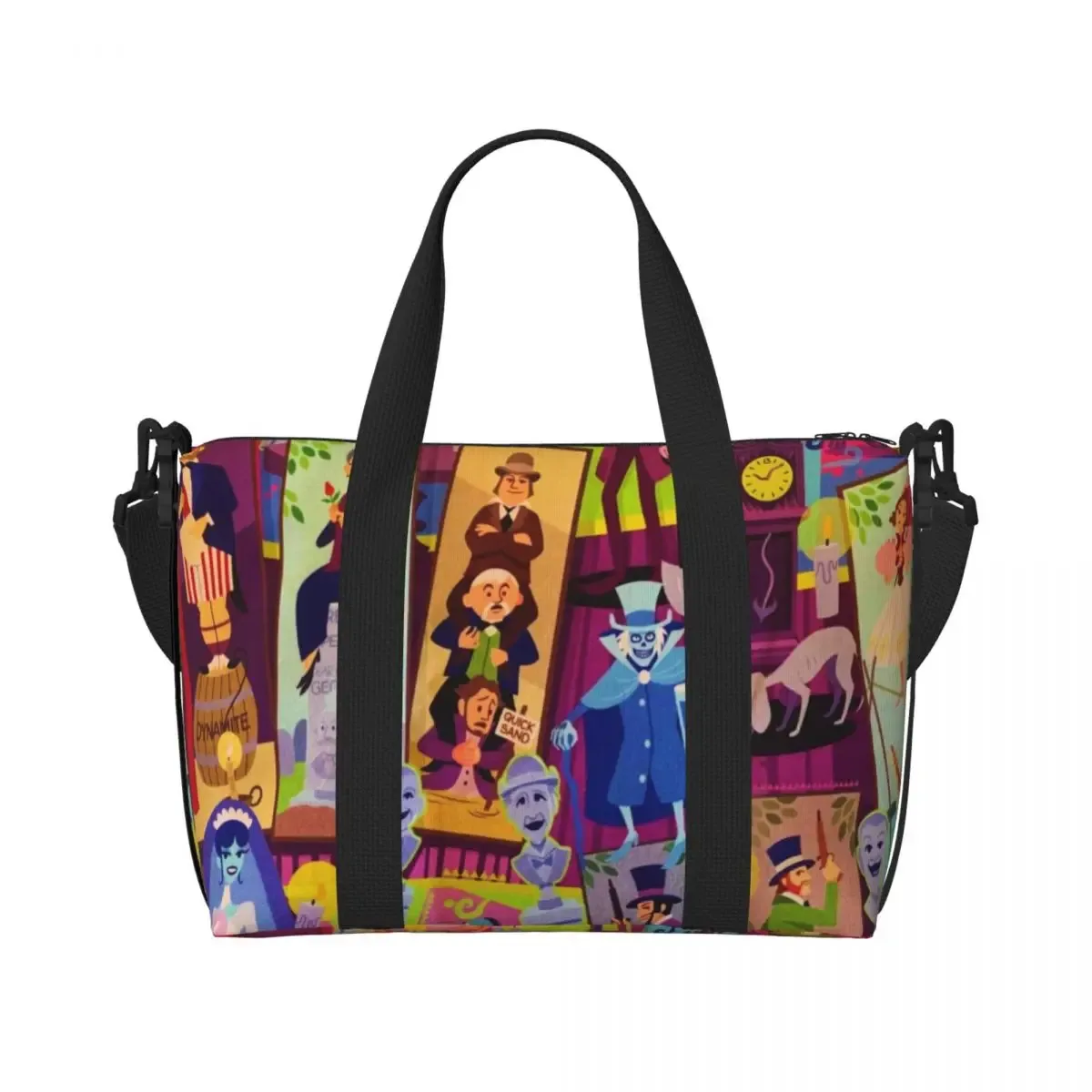 sac fourre-tout personnalisé avec logo de manoir hanté pour femme, sacs de voyage de grande capacité, sacs d'épicerie, halloween grimace mesurosts, salle de sport, plage