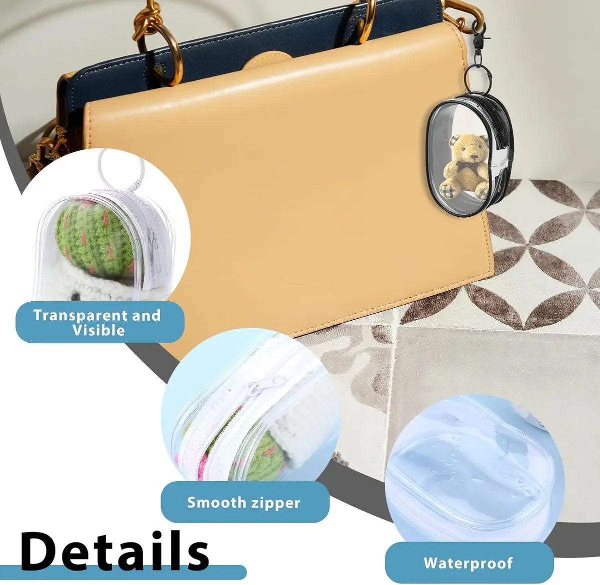 petite pochette transparente, trousse de maquillage à fermeture éclair, trousse de toilette de voyage, petite pochette cosmétique à fermeture éclair