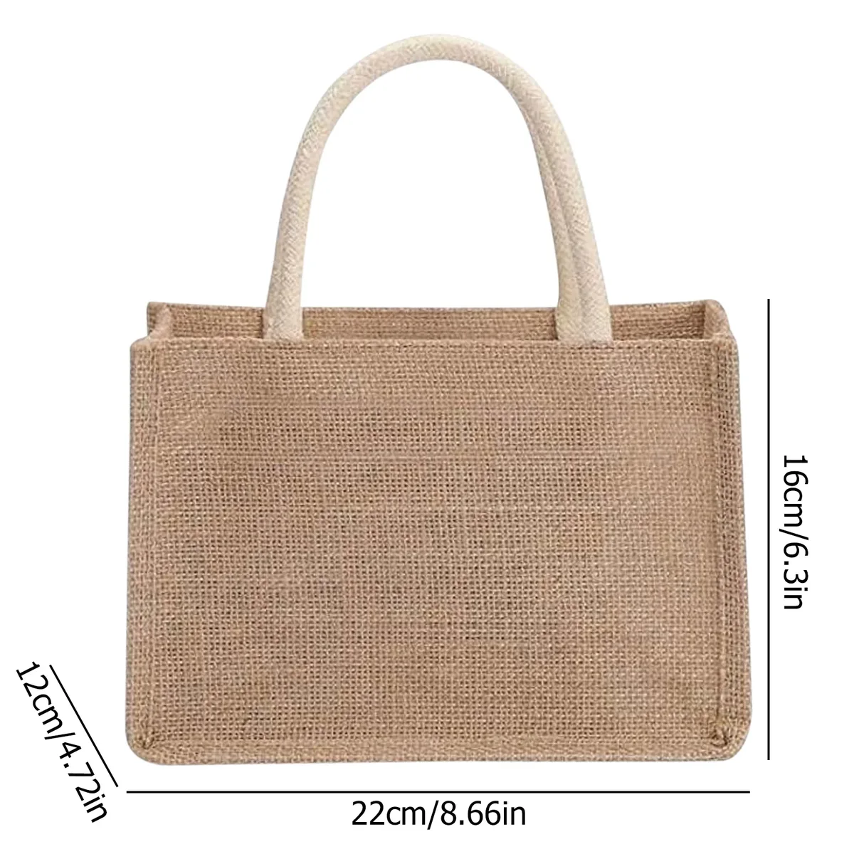 sacs fourre-tout de plage créatifs en jute pour femmes, couleur unie, avec poignée, réutilisables pour les courses et l'emballage de cadeaux, sac à poignée supérieure