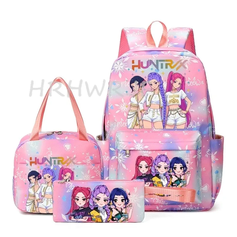 Sac à dos KPop Demon Hunters, simple, grande capacité, pour le sport, les voyages, les étudiants, les ordinateurs portables, les sacs d'école, les loisirs, 3 pièces YK2