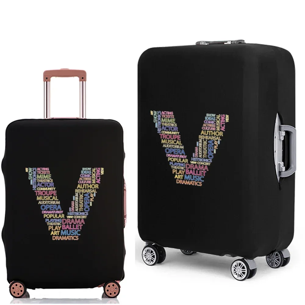 étui à bagages 2022, housse de protection avec texte 26 lettres, motif de voyage, élastique, housse anti-poussière pour valise de 18 à 28 pouces