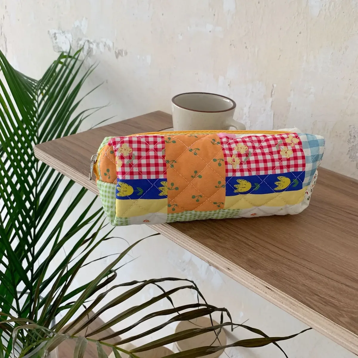 liberty petit sac de maquillage couette coton toile femmes fermeture éclair organisateur cosmétique mignon pochette de maquillage portable trousse de toilette