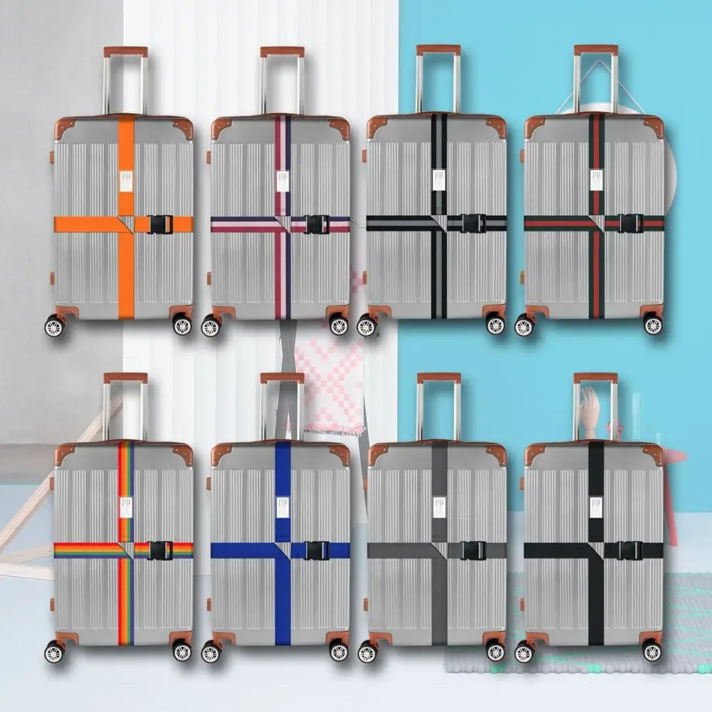 sangles de valise réglables avec étiquette nom, sangles de bagage, sangles de fixation pour valises, accessoires de voyage