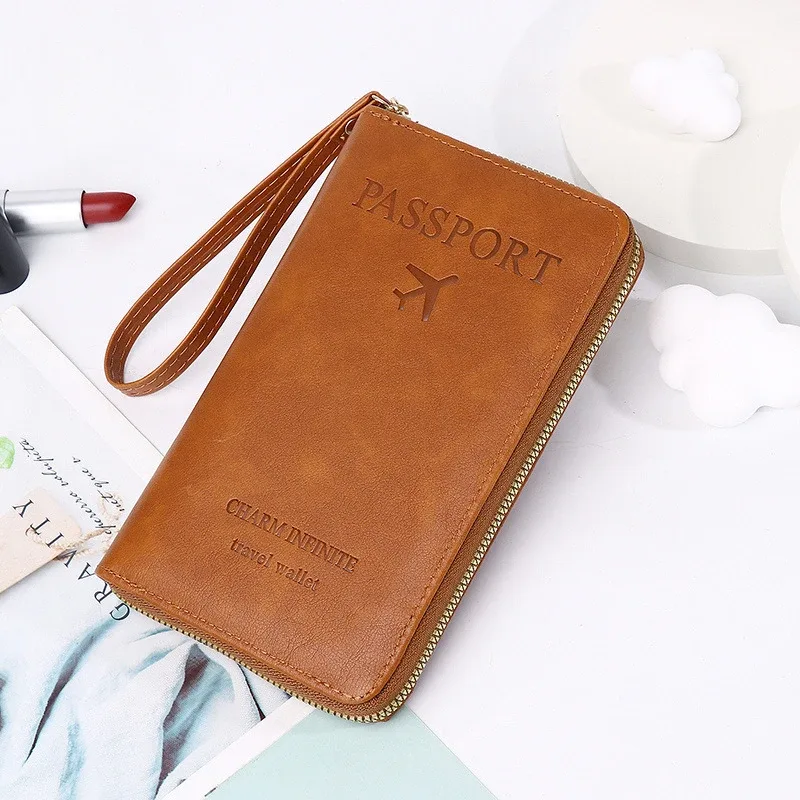 mode multi-fonction voyage rfid porte-passeport housse femmes hommes pu cuir doccument paquet billet sacs de protection