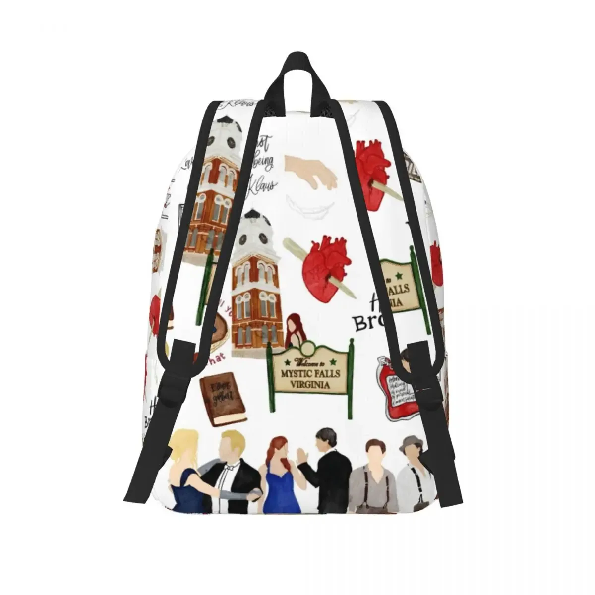 the vampire diaries sac à dos de dessin animé pour hommes femmes adolescents lycée affaires sac à dos série tv sacs en toile pour ordinateur portable avec poche
