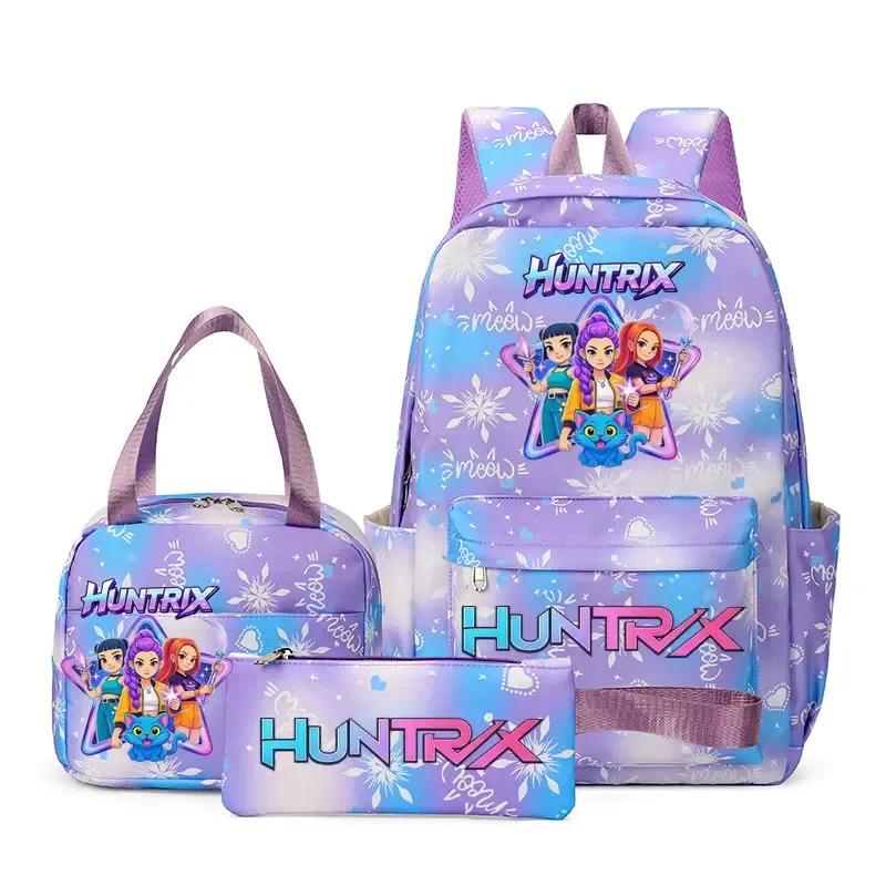 ensemble de 3 sacs à dos kpop demon hunters, sac d'école, sac à déjeuner, trousse à crayons, cadeau de rentrée scolaire pour fille, mochila de loisirs, sacs de voyage pour adolescents