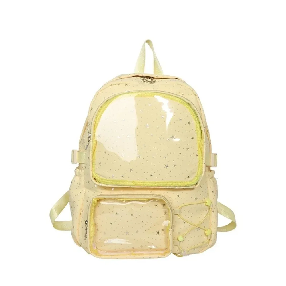 sac à dos pour ordinateur portable en tissu oxford, sac à dos en nylon imprimé étoile y2k, harajuku, grande capacité, transparent, itabag pour femmes