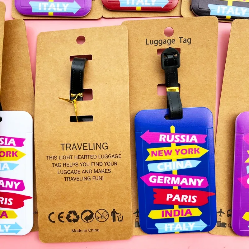 étiquettes de bagage de voyage portables, porte-adresse d'identification de valise, étiquettes d'embarquement de bagages, marque-repère, 5 couleurs
