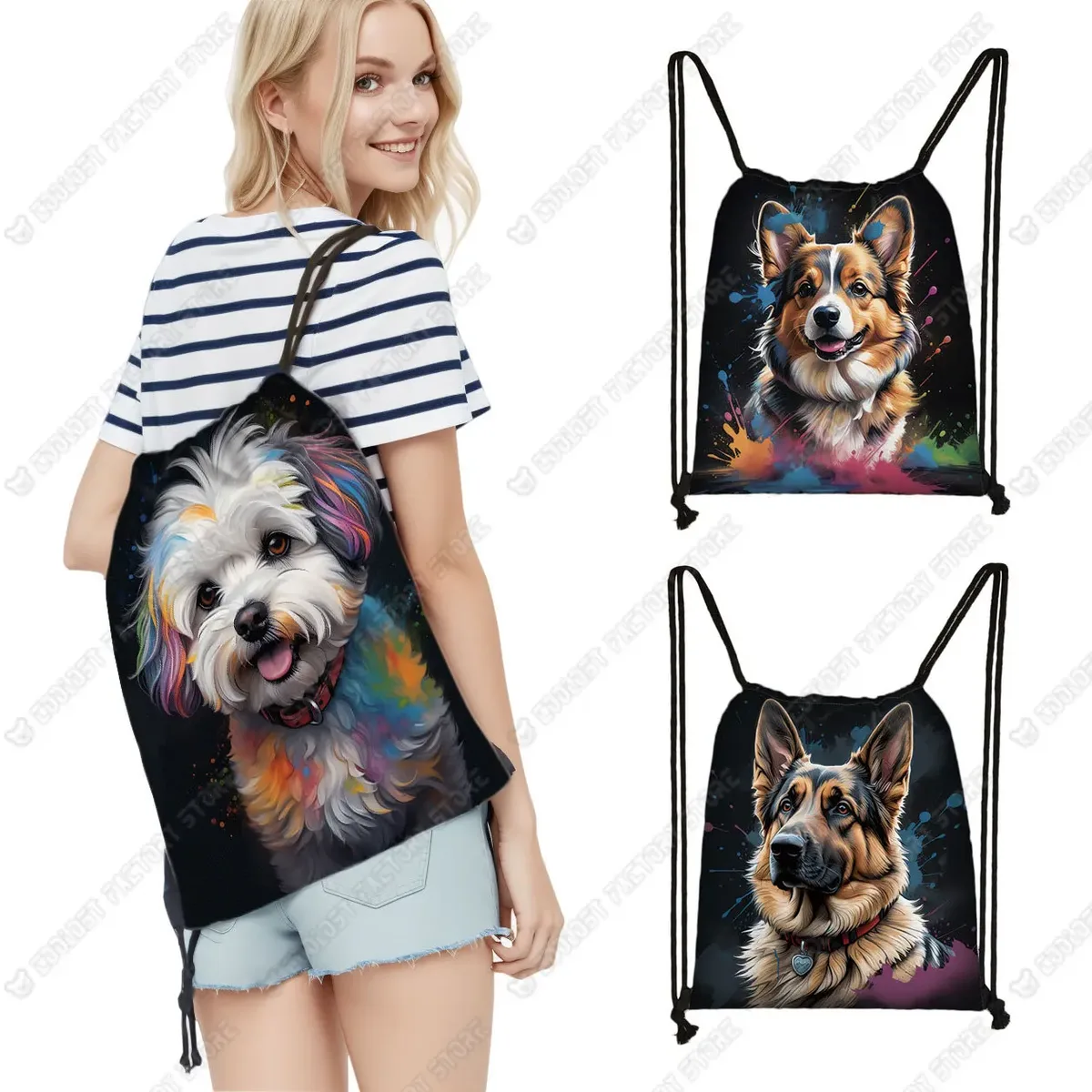 Sac à Dos de Rangement de Chaussures Shih Tzu, Sac à Livres, Support, Interconnexion, Peinture, Chien, Proximité, Wstring, Troupeau des contribuables Allemands