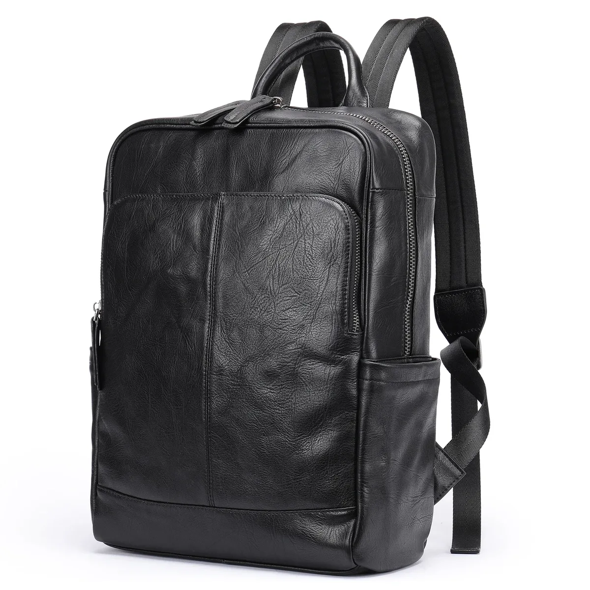 sac à dos en cuir de vachette naturel pour homme, sac à main simple, grand sac d'affaires décontracté, sac d'ordinateur pour ordinateur portable de 15.6 pouces, 150