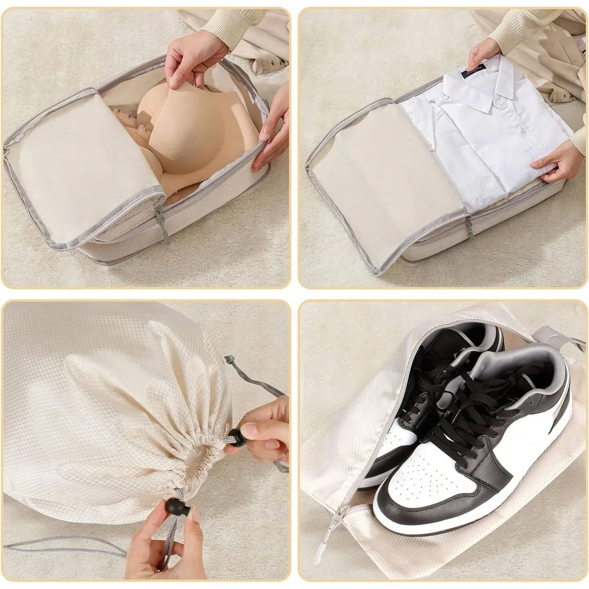 ensemble/6 pièces emballage compressible sac de rangement de voyage cubes valise étanche en nylon portable avec sac à main organisateur de bagages ryanai
