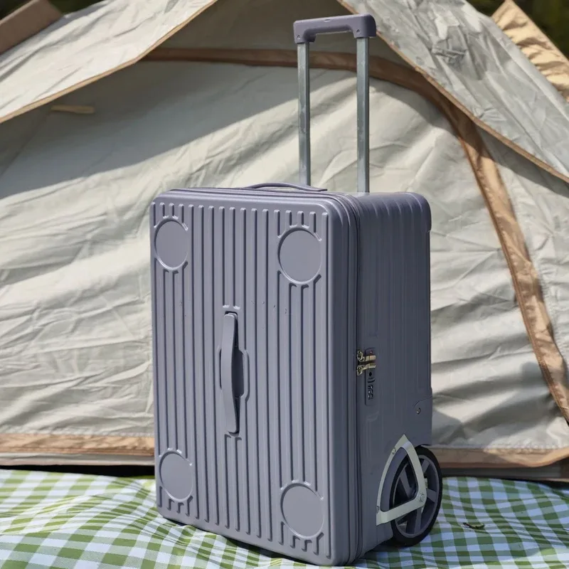 nouveau bagage à grande roue de camping en plein air avec ouverture latérale, valise de voyage pc de grande capacité, roues unidirectionnelles, 24 pouces