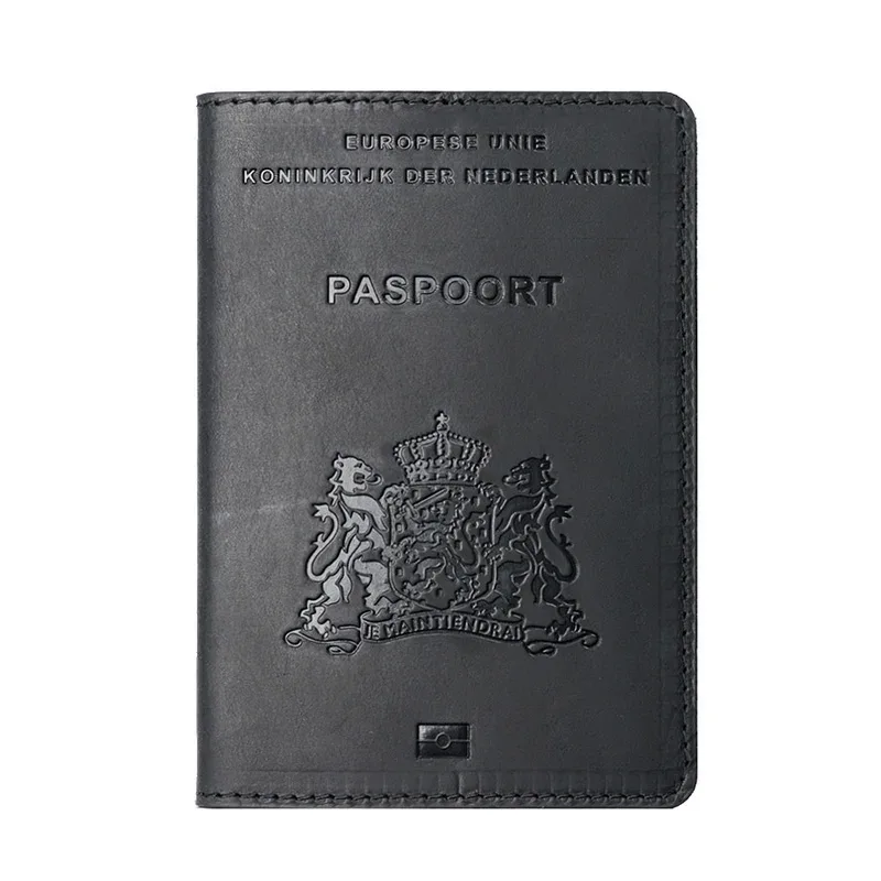 couverture de passeport en cuir pour hommes, porte-passeport de voyage d'affaires, pays-bas