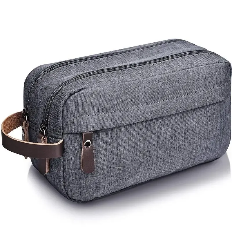 trousse de toilette de voyage pliable pour hommes, sac étanche en tissu oxford de grande capacité, rangement double couche pour cosmétiques et articles de toilette
