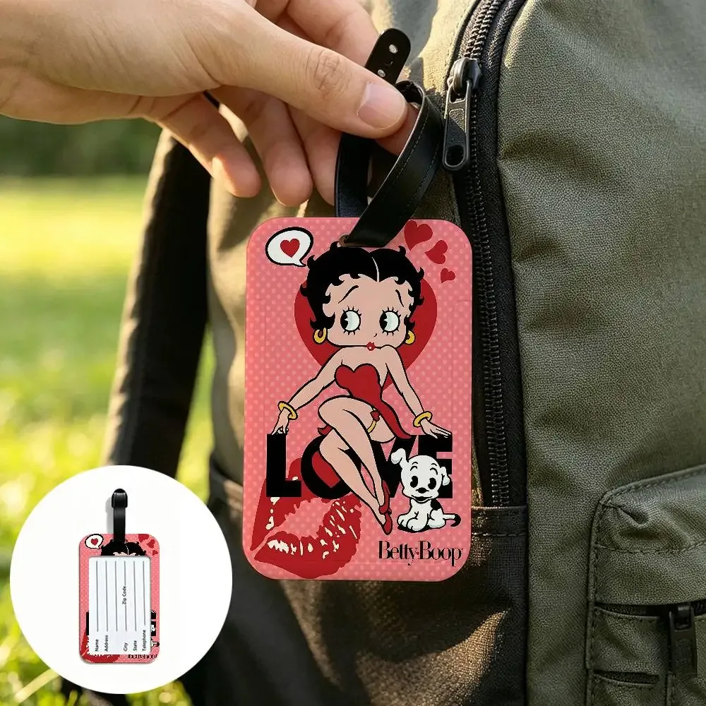 étiquette de bagage anti-perte anime b-bettys sexy boop, porte-carte d'identité en pvc, étiquette de nom pour bagages pour voyage en plein air