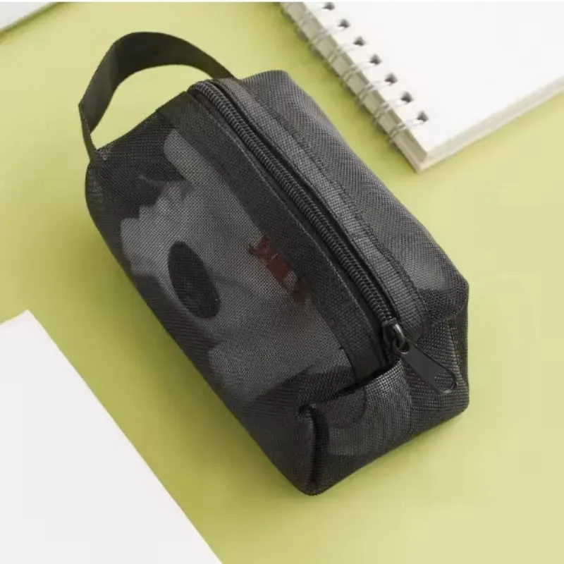mini sacs à cosmétiques en maille de nylon transparent pour femmes, petits sacs de maquillage pour rouge à lèvres, pochette pour ligne de données, étui organisateur pour clé d'écouteurs