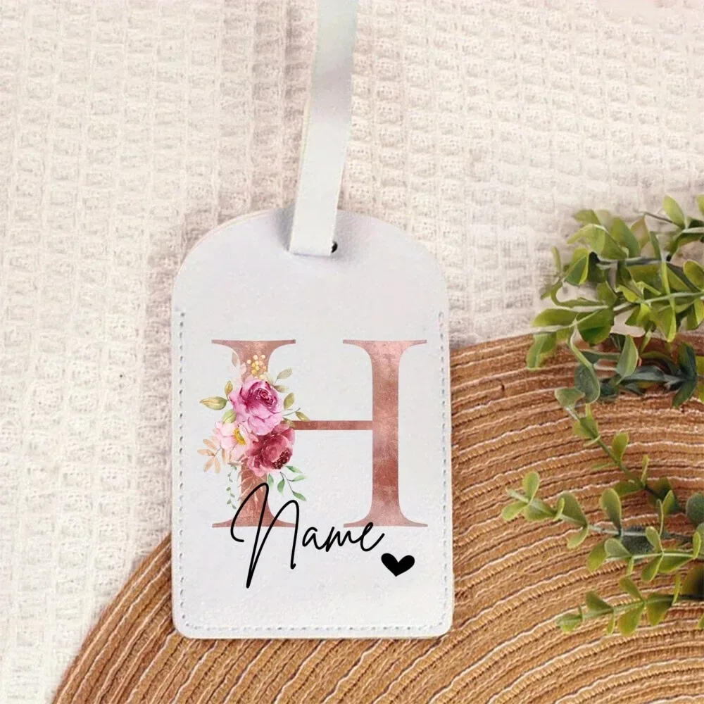 étiquette de bagage personnalisée avec nom |   accessoires de voyage portables personnalisés en pu, avec monogramme imprimé tendance, idéaux pour les fêtes