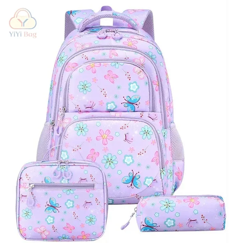 sacs à dos scolaires à motif de papillons et de fleurs, trousse à crayons, ensemble de trois pièces, nouveaux sacs à dos de haute qualité pour garçons, filles et adolescents