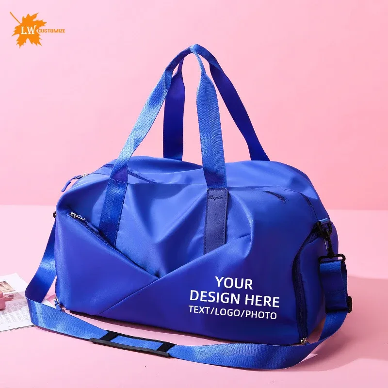 sac de sport personnalisé avec logo pour enfants, femmes, hommes – sac de voyage étanche pour vêtements secs et mouillés, sac à main, sac de natation, sac de week-end, sac d'entraînement de fitness – impression photo et nom