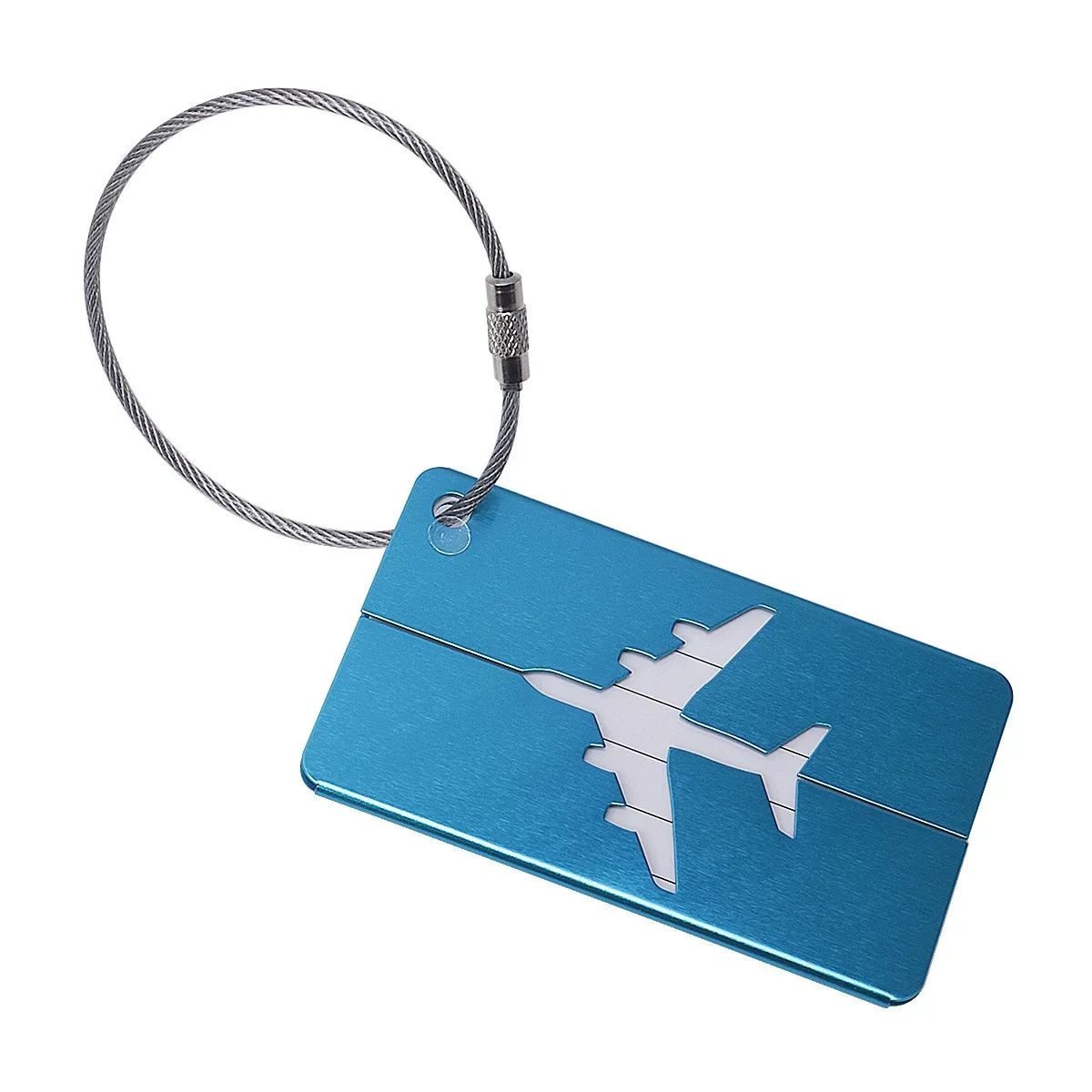 étiquette de bagage d'avion en alliage d'aluminium avec nom, étiquette de bagage de voyage, carte d'identité, anti-perte, couleur unie, accessoires de voyage