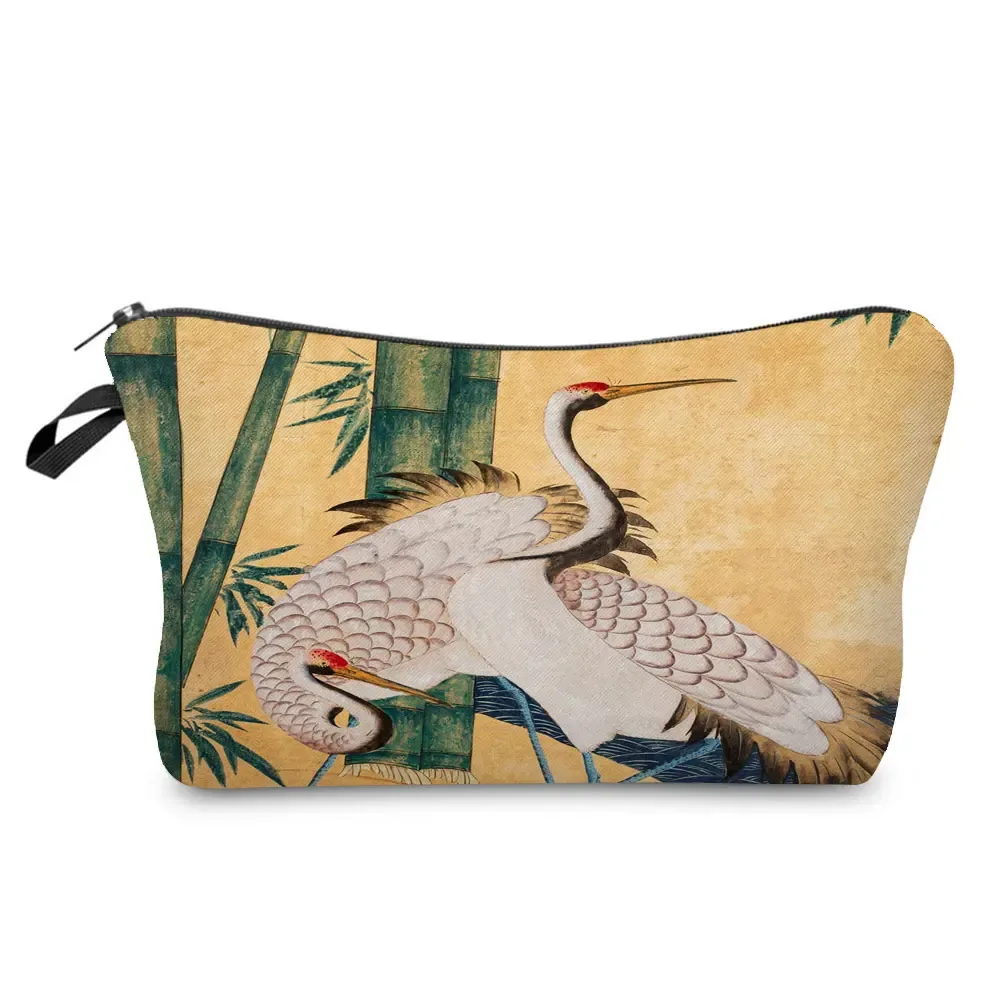 ukiyoe – mini trousse de maquillage pour femmes, design japonais, grue de styliste, trousse de toilette de voyage de plage, trousse à cosmétiques écologique réutilisable