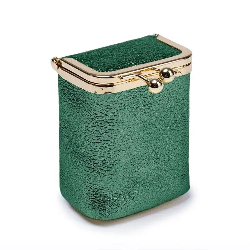 1 pièce mini trousse de maquillage portable en cuir pu pour femme, pochette de rangement pour rouge à lèvres, bijoux, écouteurs et monnaie, simple, avec miroir