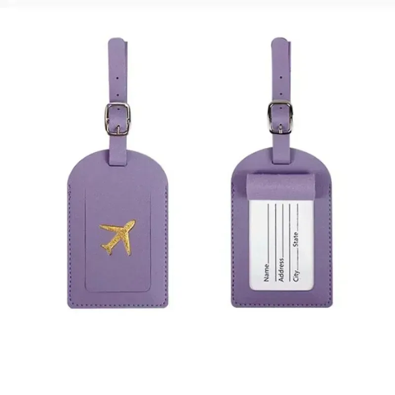 étiquette d'adresse de valise, étui d'embarquement en cuir estampillé, étiquette de bagage d'affaires, nom, identification, clip d'adresse, accessoires de voyage