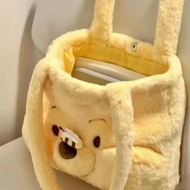 sac à bandoulière kawaii en peluche multi-styles, mignon winnie l'ourson, sac à main ours de dessin animé, grande capacité, sac bandoulière pour filles