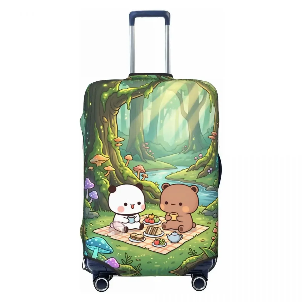 housse de valise panda bears bubu et dudu, protection professionnelle pour les voyages, étui à bagages pratique