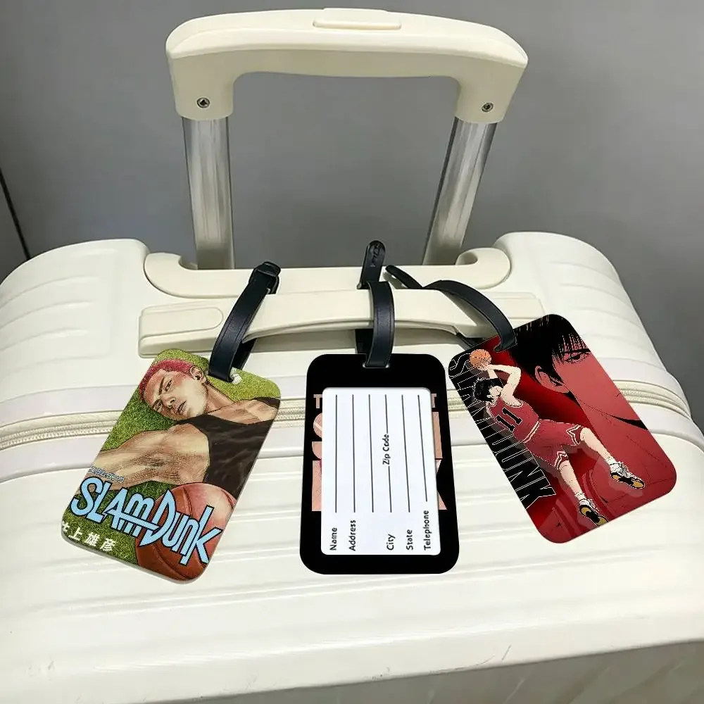 étiquette de bagage en pvc anti-perte avec motif de dessin animé japonais s-slams d-dunk, étui de protection imperméable pour carte d'information, pour valise et sac à main
