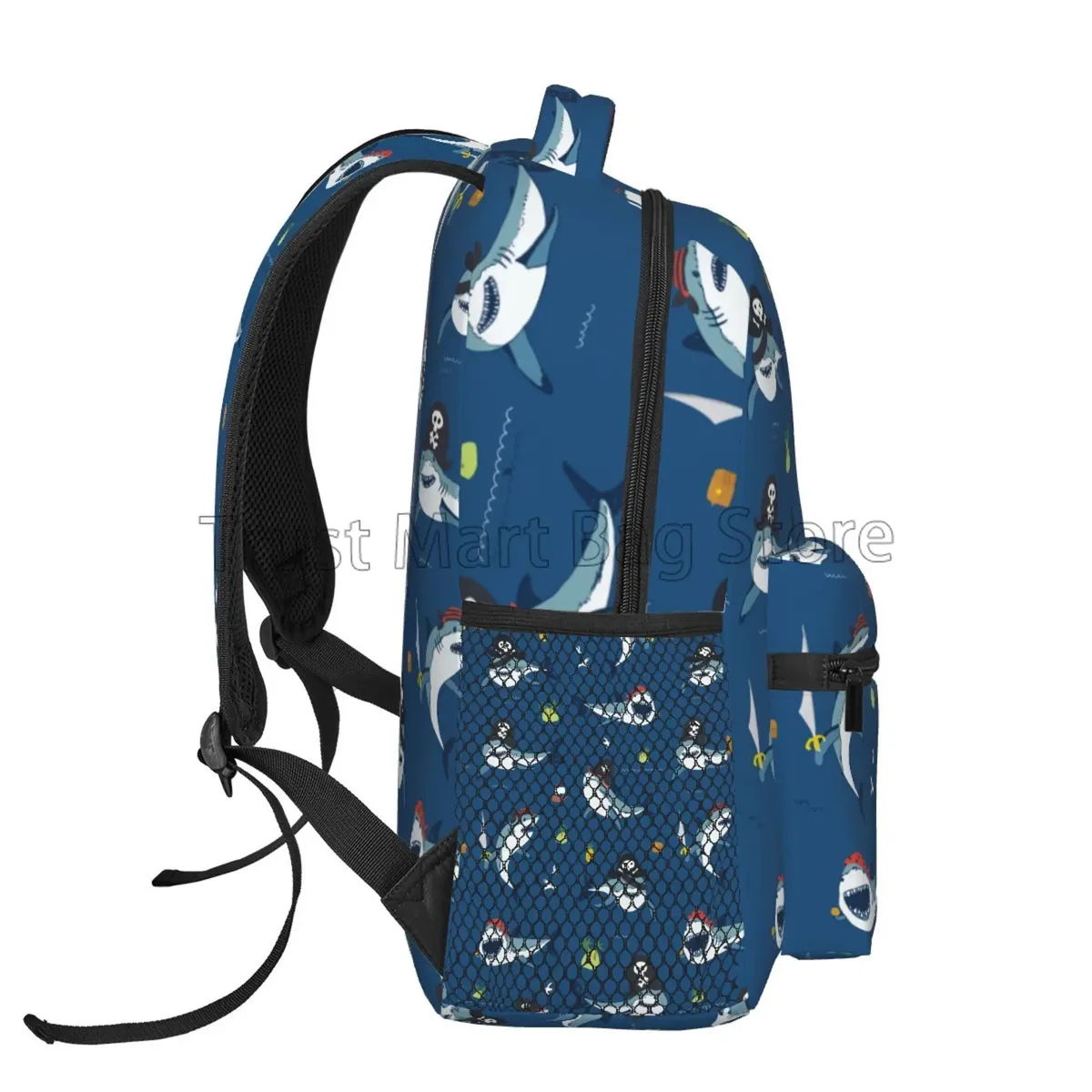 sacs à dos à motif de requins de dessin animé pour adultes et adolescents, sac à livres pour étudiants, sac à dos pour ordinateur portable durable et décontracté, voyage, randonnée, camping, mignon