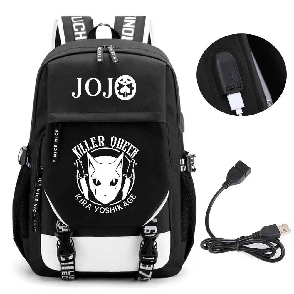sac à dos de voyage pour ordinateur portable garçon et fille, chaîne anime jo jonathan joes killer golden experience, sacs à livres scolaires mochila, port usb