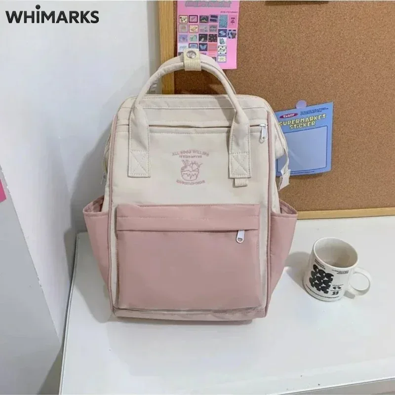 sac à dos imperméable whimarks, sac d'école mignon, couleur unie, grande capacité, pour loisirs, voyages, sports, rangement pour étudiants