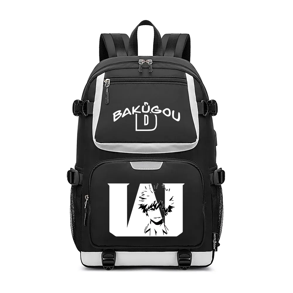 sacs d'école mha, sac à dos oxford, sac à dos de voyage bakugou katsuki, sac à dos pour ordinateur portable avec chargement usb, sacs à bandoulière anime