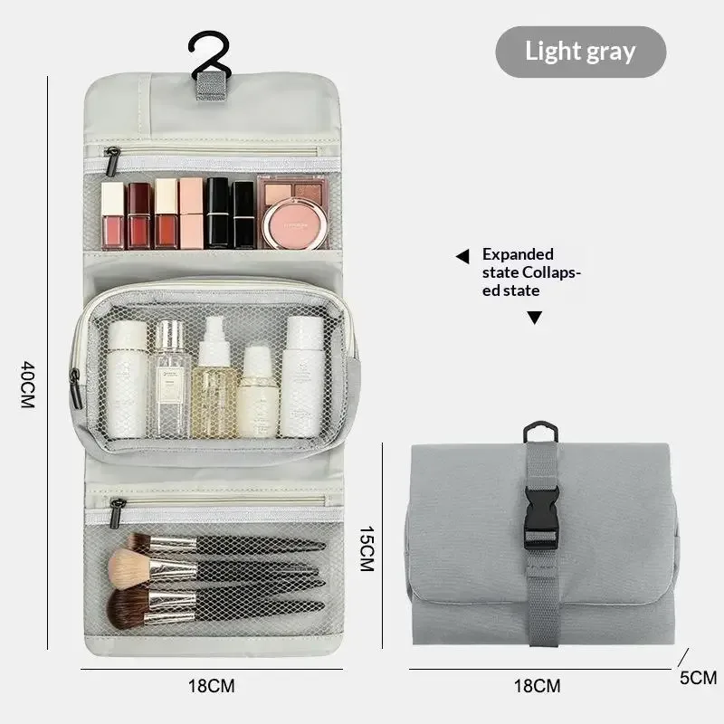 【y】trousse de toilette pliable, grande capacité avec crochet, sac de rangement pour articles de toilette pour hommes en voyage d'affaires, sac de voyage pour cosmétiques pour femmes