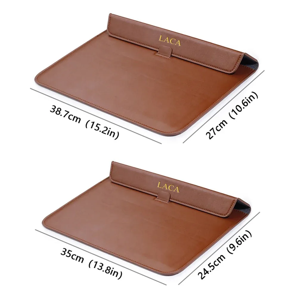sacoche pour ordinateur portable en cuir pu personnalisable avec nom, pour hommes et femmes, 13/15 pouces, support pour ordinateur en anglais