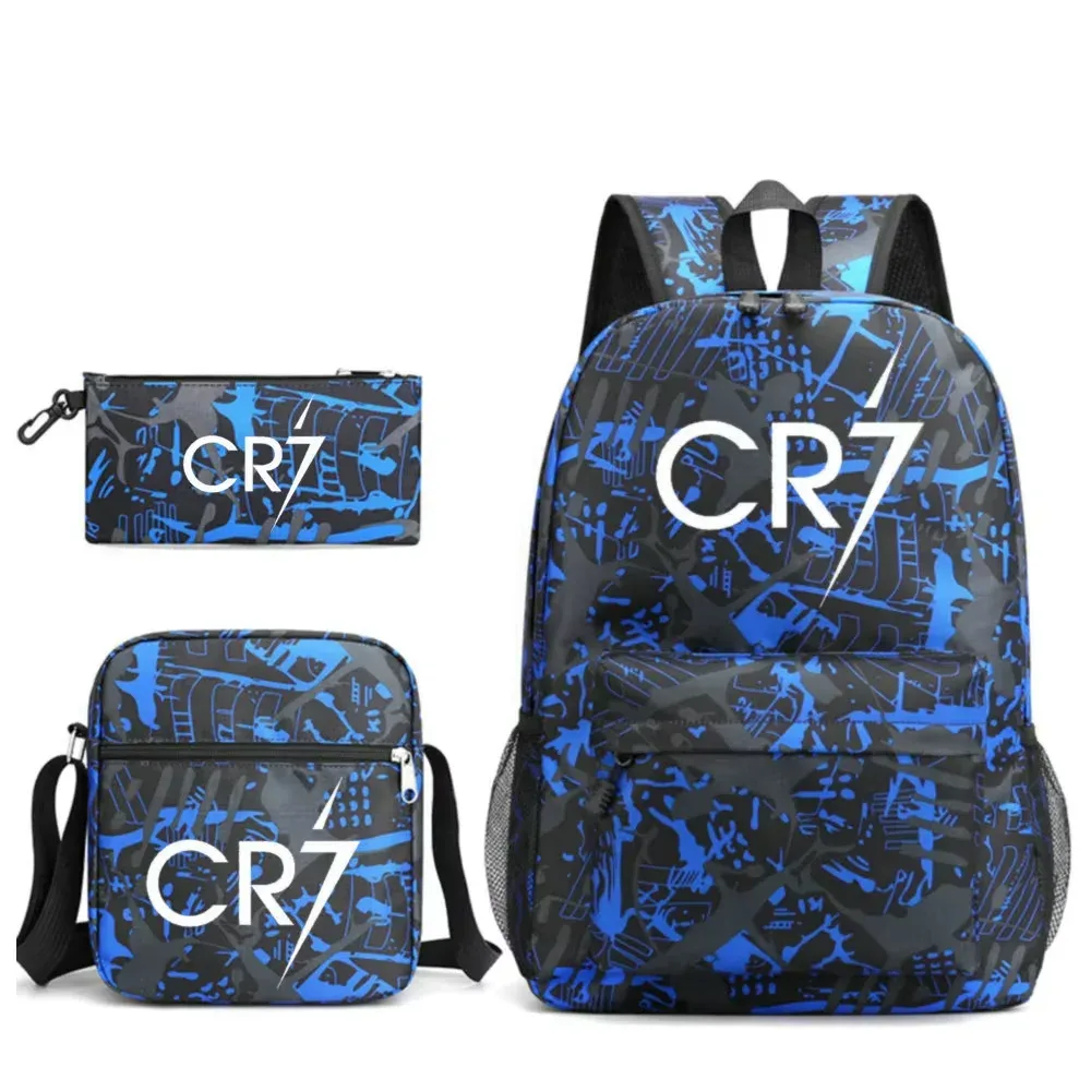 nouveaux sacs à dos cr7 3 pièces, style simple, légers, pour garçons et filles, sacs d'école, grande capacité, sacs à dos pour ordinateur portable pour adolescents, femmes et hommes, sacs de voyage