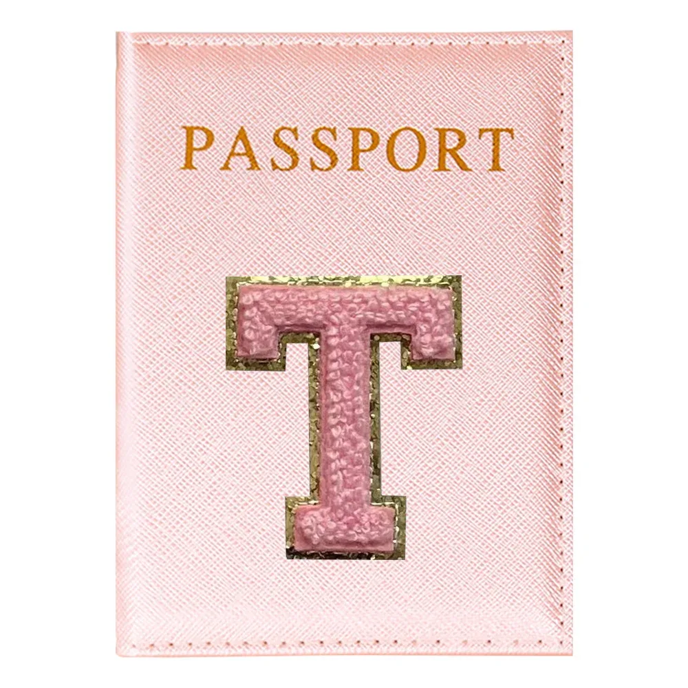 porte-passeport série lettres roses plan aérien accessoires de voyage couverture d'identité portable carte bancaire passeport affaires portefeuille en polyuréthane