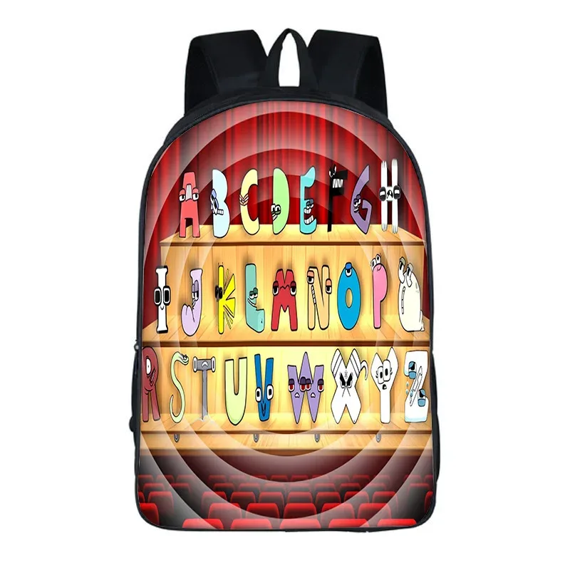 sac à dos alphabet lore avec périphériques de jeu, imprimé légende de lettres, sac à dos pour école primaire et secondaire