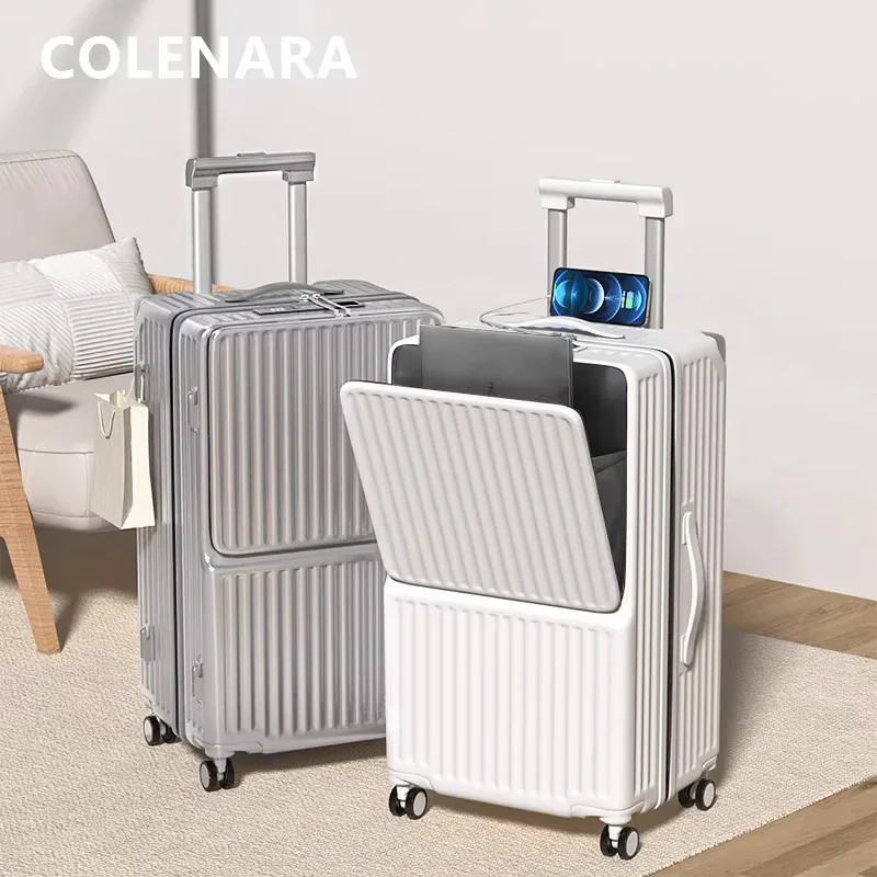colenara usb valise de chargement ouverture avant ordinateur portable chariot étui chariot style sac de voyage 24 "26" 28 "30 pouces bagages de grande capacité