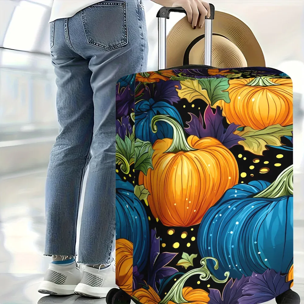 1 housse de bagage colorée à imprimé citrouille. convient aux valises de 18 à 32 pouces ; protège efficacement vos bagages