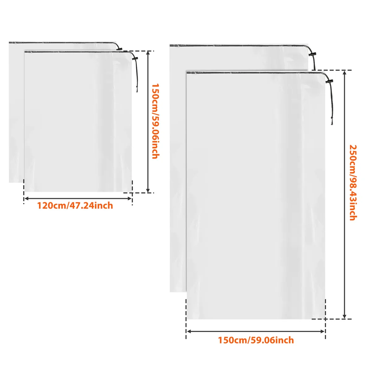 lot de 4 housses de protection transparentes pour valises avec cordon de serrage, sacs de rangement pour bagages, organiseurs de couvertures et de couettes, accessoires de voyage