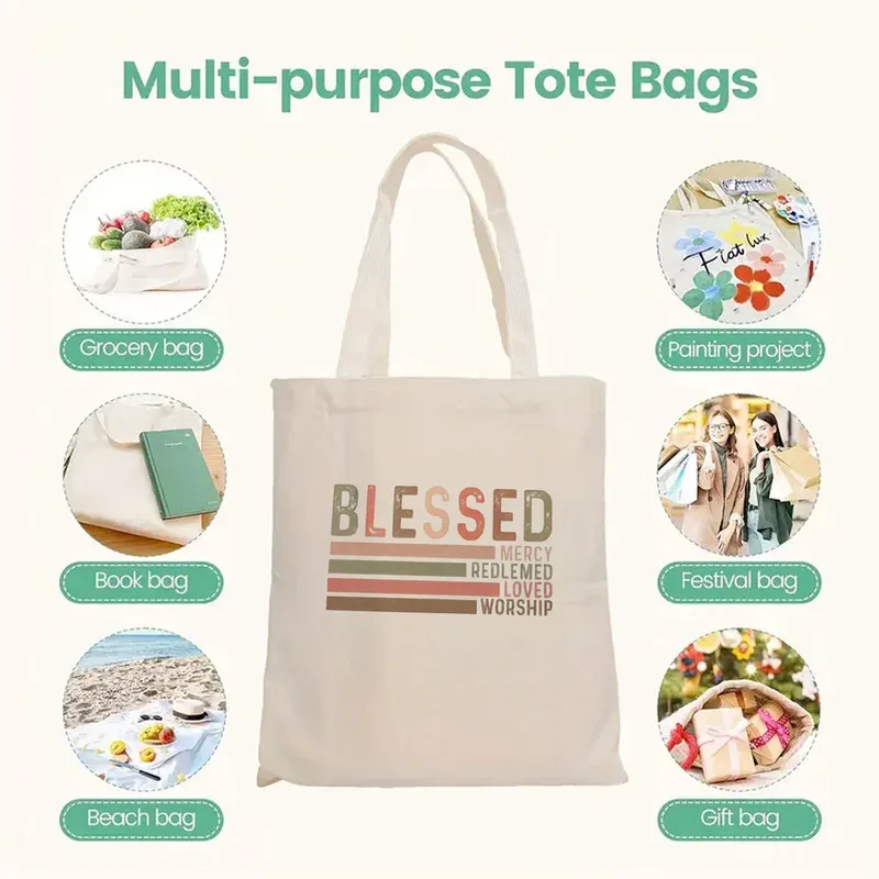 sac fourre-tout vintage, citations positives inspirantes, idéal pour les visites à la église, les courses, les déplacements quotidiens, convient pour une utilisation quotidienne.
