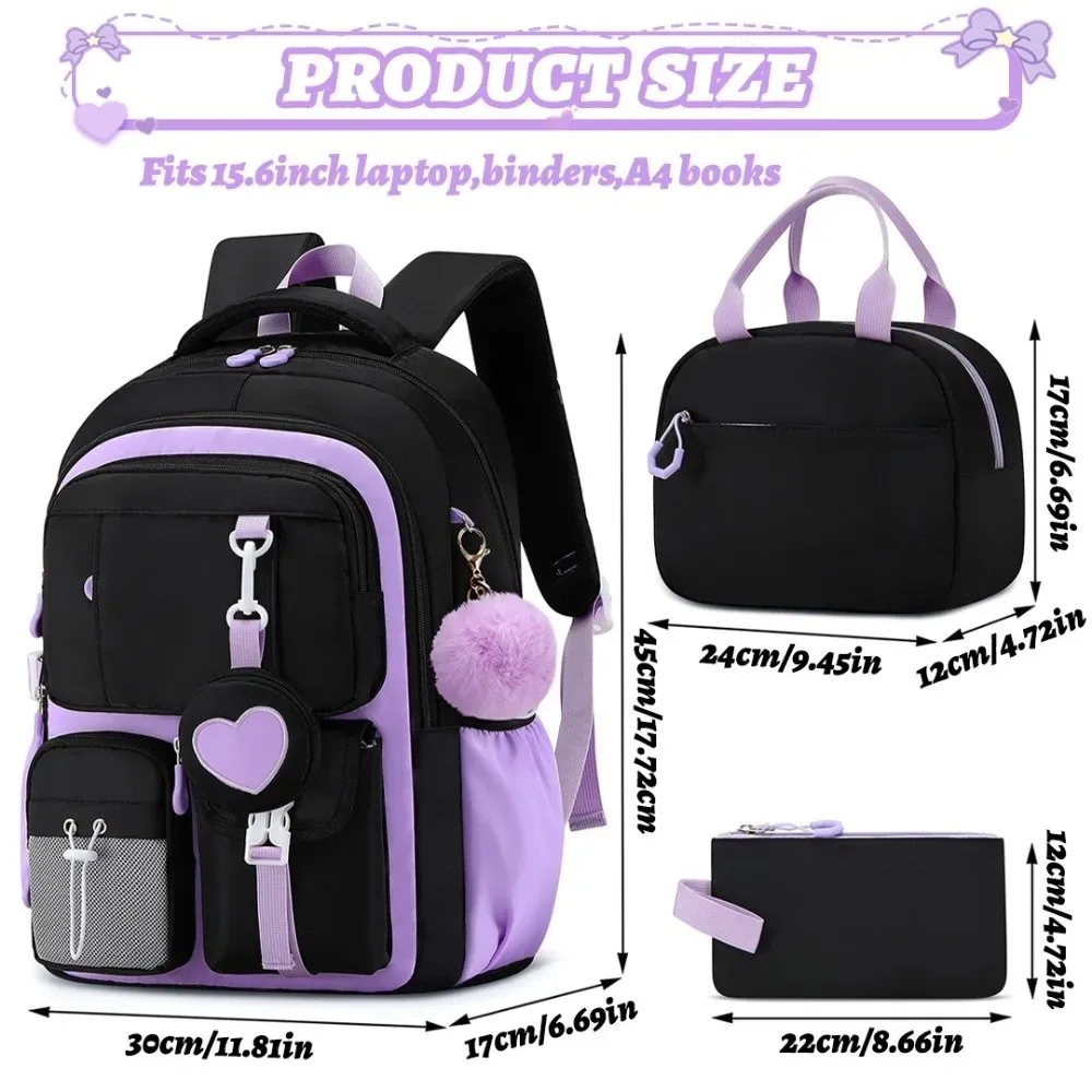 sac à dos grande capacité avec trousse intégrée, série love, design orthopédique, style princesse, multifonctionnel