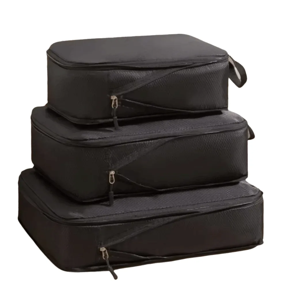 3 pièces/ensemble cubes de compression de voyage en polyester, compressibles, grande capacité, organisateur de bagages portable, imperméable