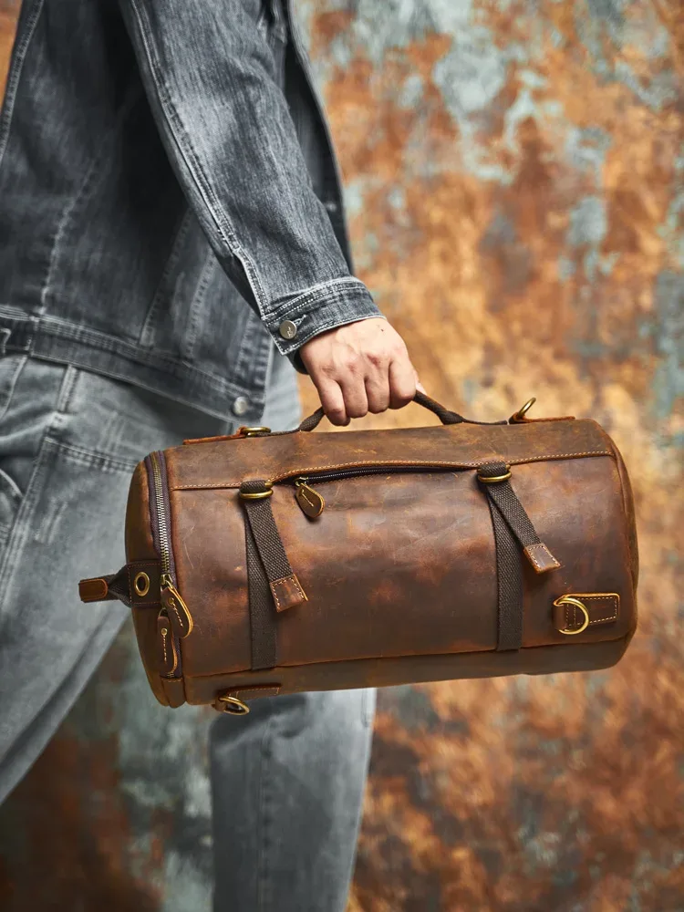 nasva-sac à dos multifonctionnel en cuir véritable pour homme, sac à bandoulière vintage, sac à main fourre-tout à intervalles